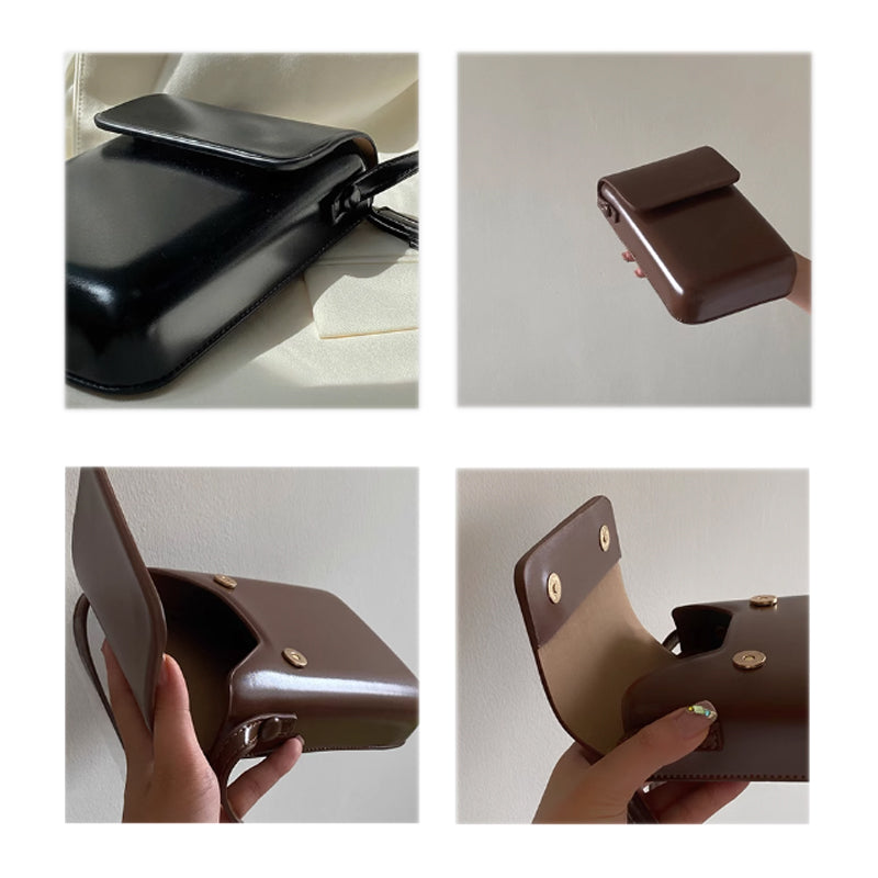 Magnet closure faux leather cross bag