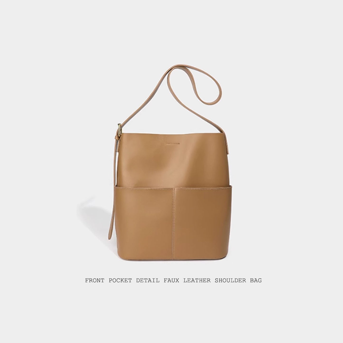 Front pocket detail faux leather shoulder bag