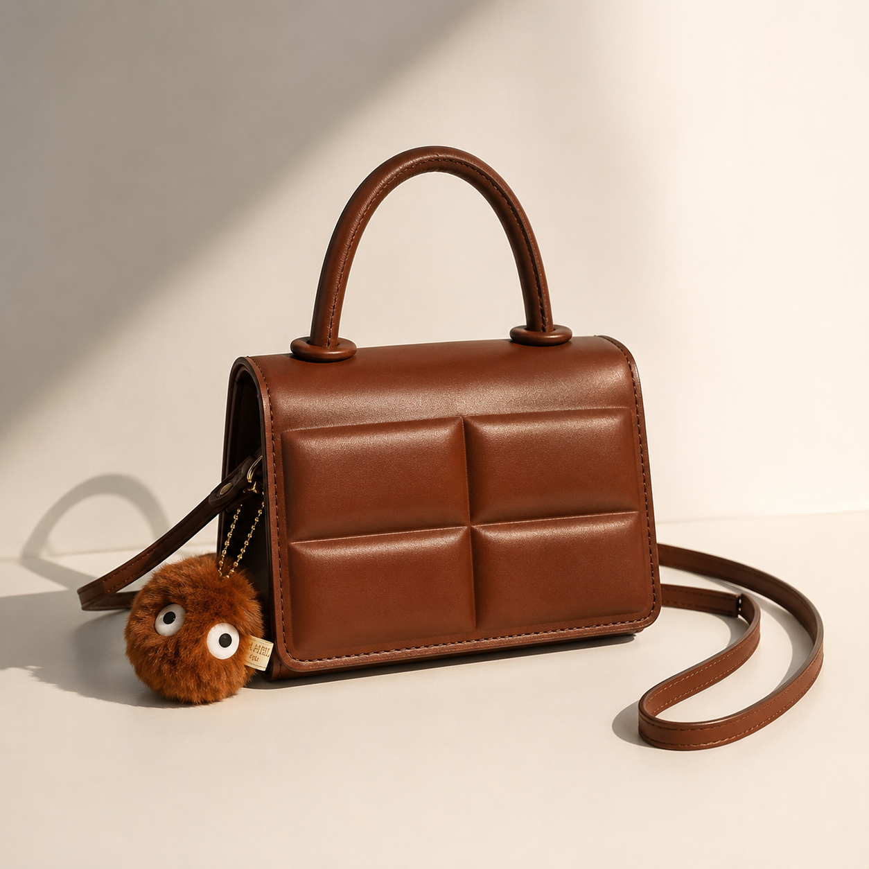 Mini Quilted Top-Handle Crossbody Bag with Charm