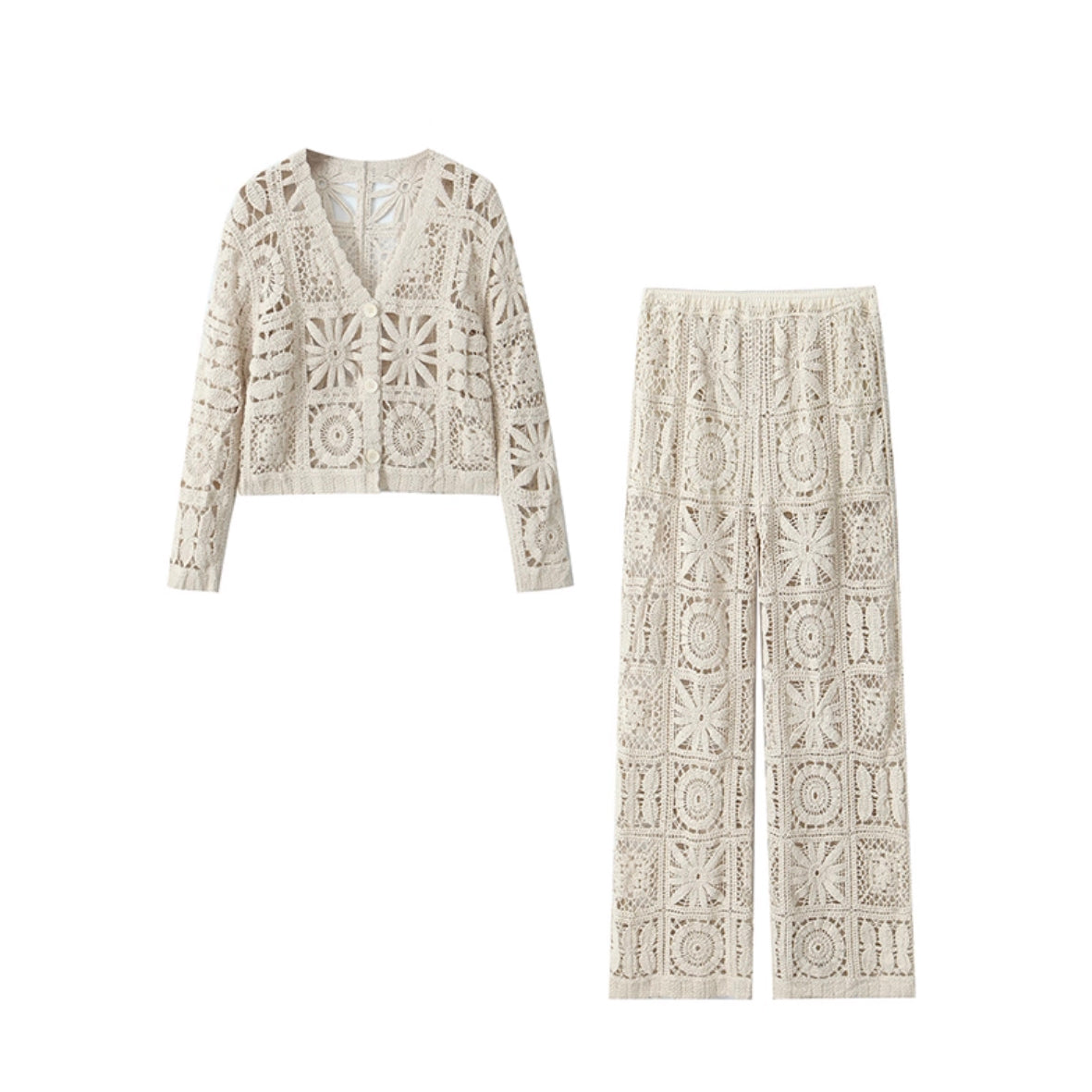 Mix Pattern Crochet Trousers