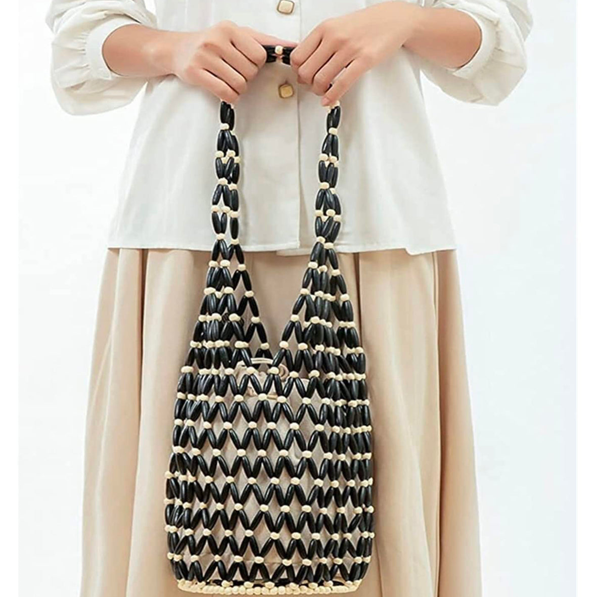 Wooden Beaded Shoulder Bag