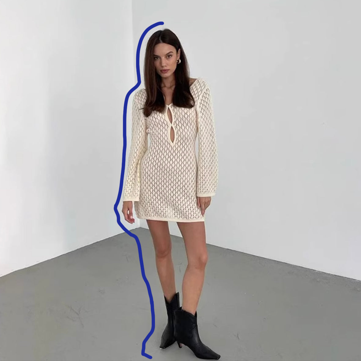 Open-Knit Crochet Mini Dress