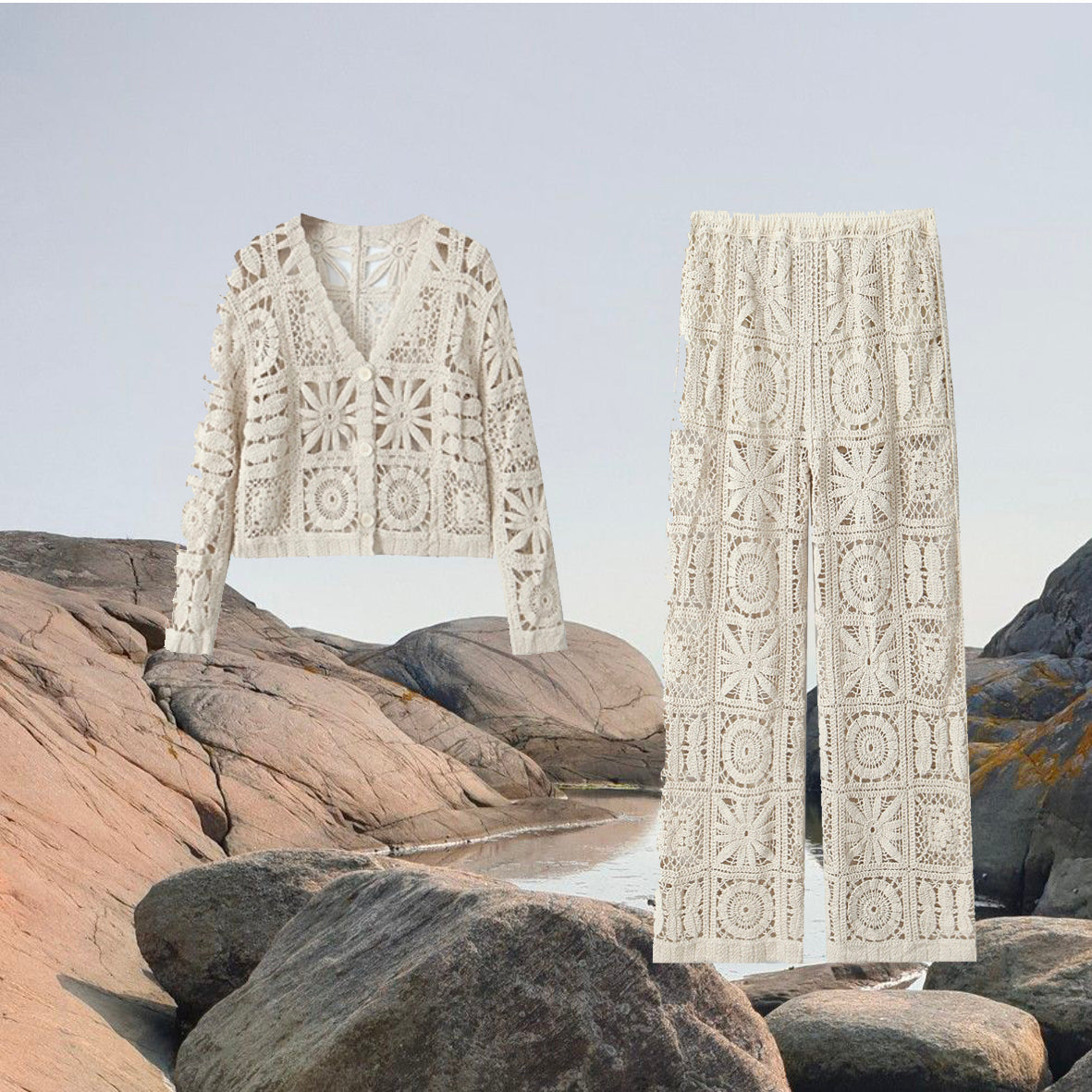 Mix Pattern Crochet Trousers