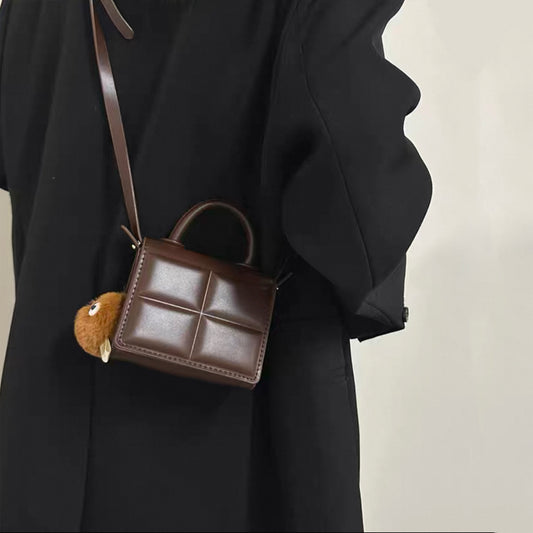 Mini Quilted Top-Handle Crossbody Bag with Charm