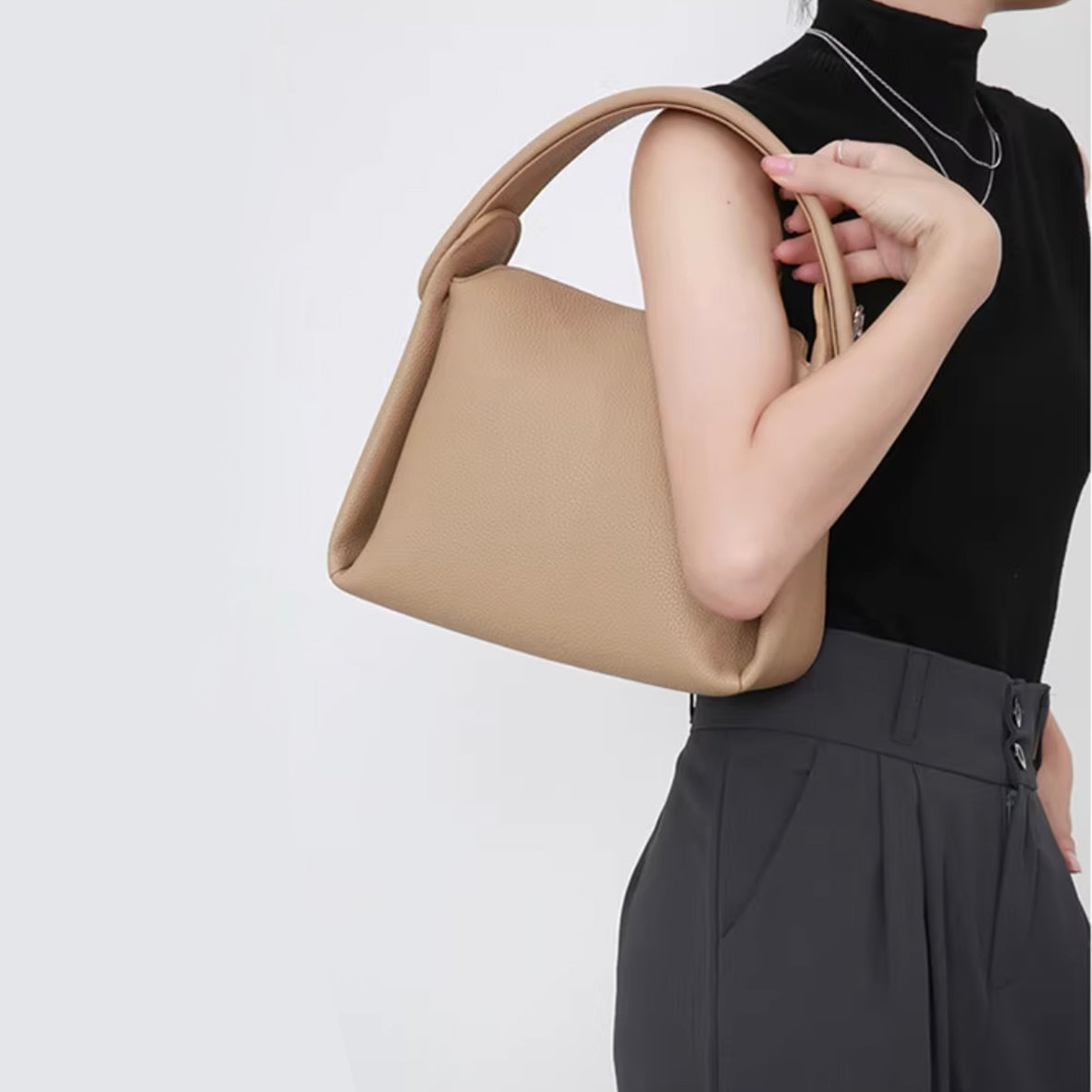Soft Grain Leather Bag-Handbag to Crossbody