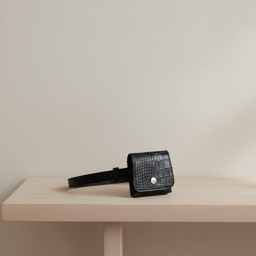 Croc-Embossed Micro Belt Bag