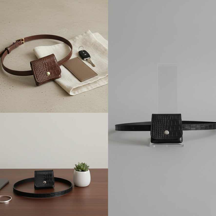 Croc-Embossed Micro Belt Bag